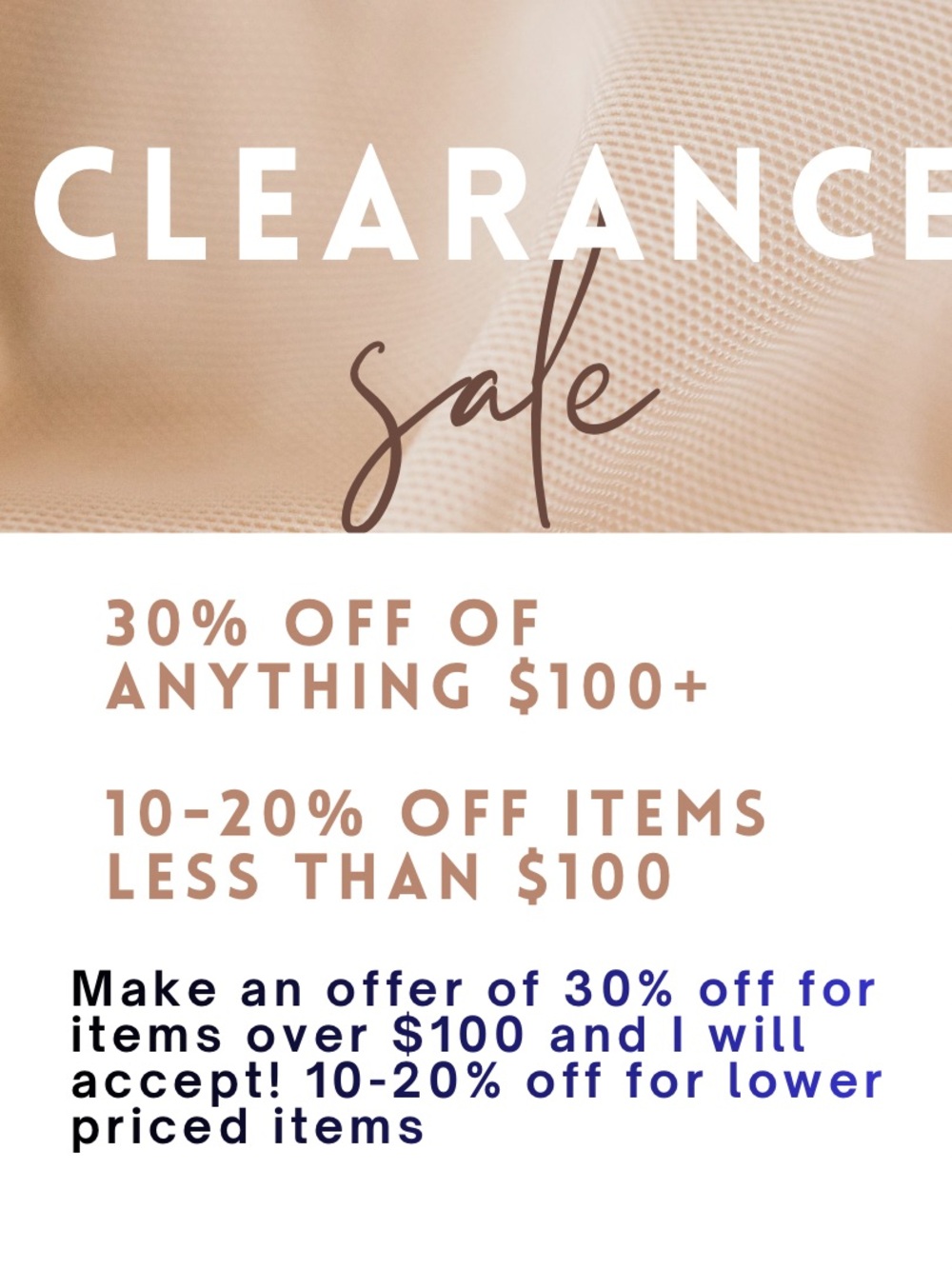 Clearance Sale Graphic - Neutral Beige Promotional Print